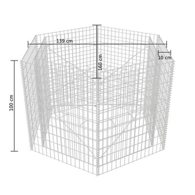 vidaXL sekskantet gabion-højbed 160x134x100 cm