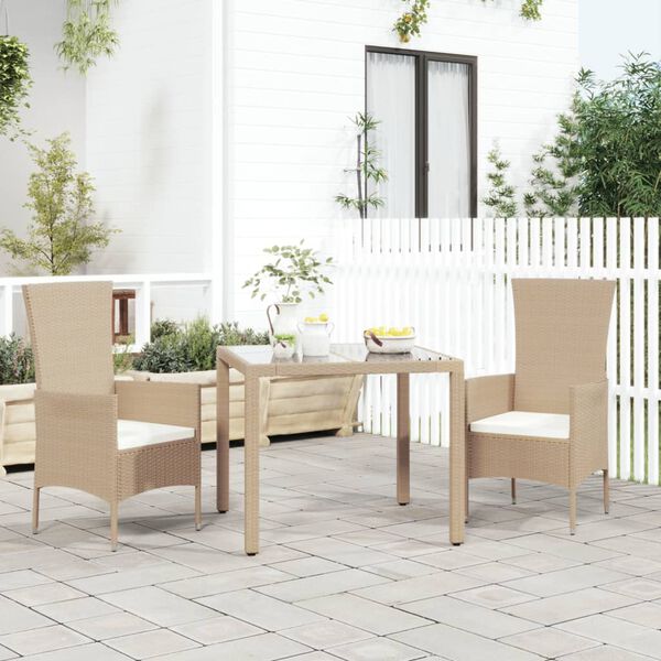 vidaXL havestole med hynder 2 stk. polyrattan beige