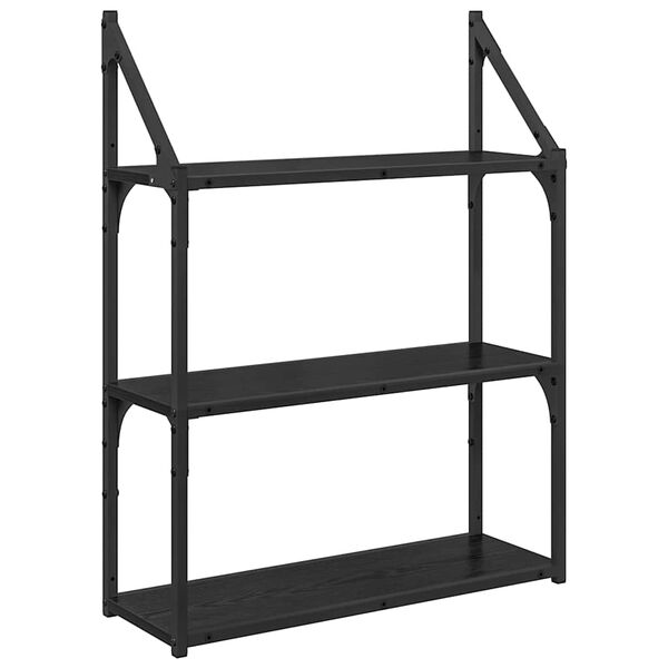 vidaXL V&aelig;ghylde med hylde Sort eg 60 x 21 x 78,5 cm Konstrueret tr&aelig;