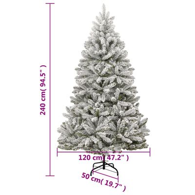 vidaXL kunstigt juletræ med 300 LED'er og sne 240 cm hængslet