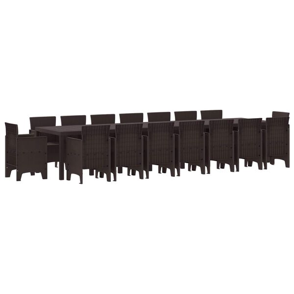 vidaXL Have Spises&aelig;t med Puder med pude 17 pcs Brun PP