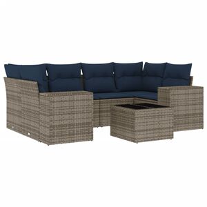 vidaXL havesofas&aelig;t med 7 dele og hynder gr&aring; polyrattan