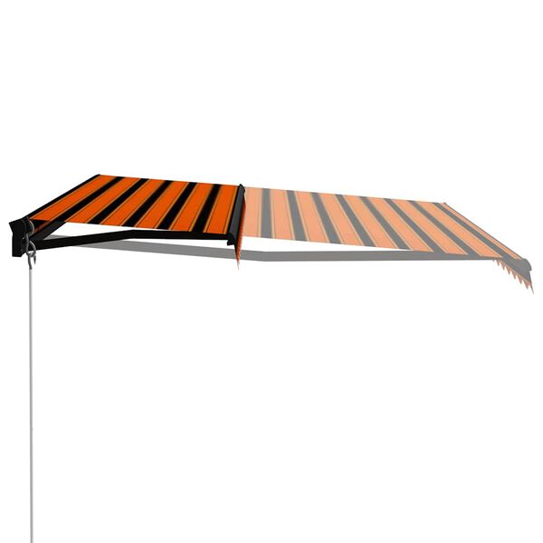 vidaXL markise m. LED-lys 450x300 cm manuel betjening orange og brun