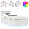 vidaXL Sengestel med LED-lysstrimler Hvid 90 x 190 cm Konstrueret tr&aelig;