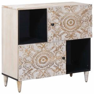 vidaXL Sideboard med d&oslash;r Hvid 80 x 33,5 x 75 cm Massivt mangotr&aelig;