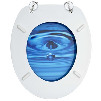 vidaXL toiletsæde med låg MDF vanddråbedesign blå