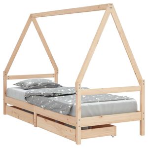 vidaXL sengeramme til juniorseng m. skuffer 80x200 cm massivt fyr