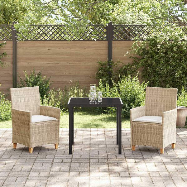 vidaXL Have Spisebordss&aelig;t 3 pcs Beige polyrattan