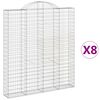 vidaXL buede gabionkurve 8 stk. 200x30x220/240 cm galvaniseret jern