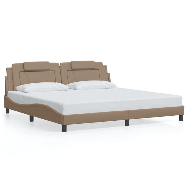 vidaXL sengeramme uden madras Viana 200x200 cm kunstl&aelig;der cappuccinofarvet