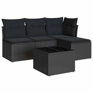 vidaXL sofas&aelig;t til haven 5 dele med hynder polyrattan sort