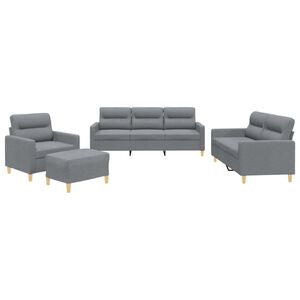 vidaXL sofas&aelig;t 4 dele med hynder stof lysegr&aring;