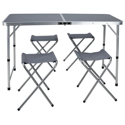 Redcliffs foldbart campingbord med 4 stole 120x60x70 cm grå