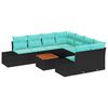 vidaXL Havesofa S&aelig;t 9 stk. Sort og turkis polyrattan