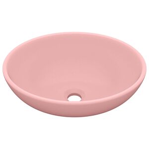 vidaXL luksuri&oslash;s h&aring;ndvask 40x33 cm keramisk oval mat pink