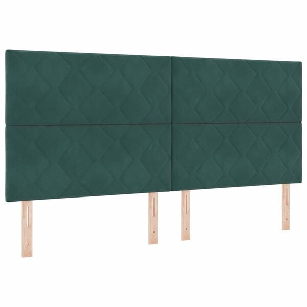 vidaXL Box spring seng med madras M&oslash;rkegr&oslash;n 200 x 200 cm Stof