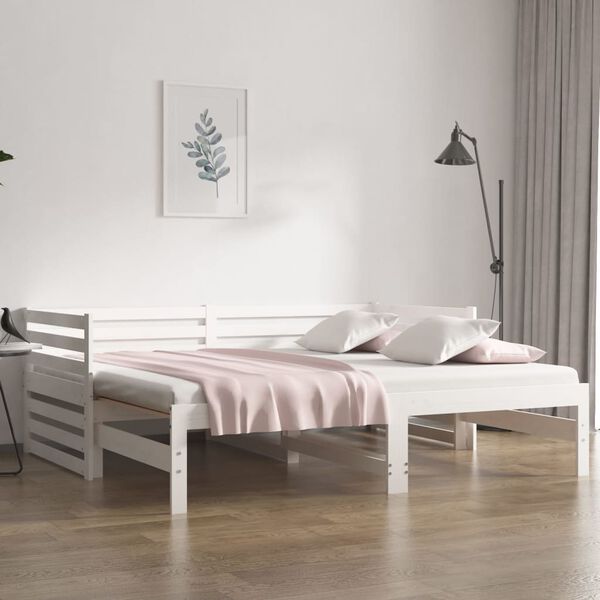 vidaXL daybed med udtr&aelig;k 2x(80x200) cm massivt fyrretr&aelig; hvid