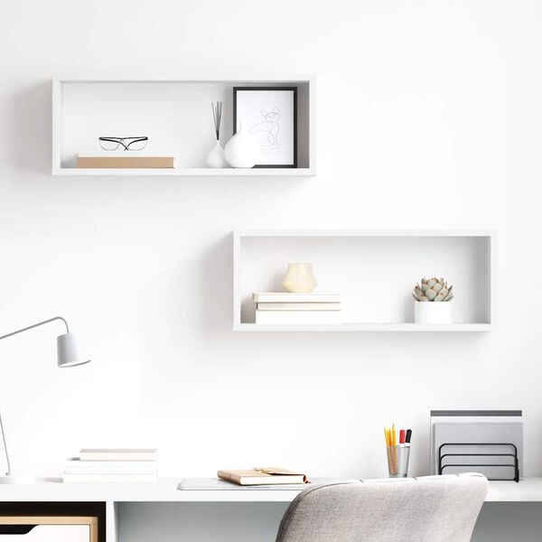 vidaXL v&aelig;ghylder 2 stk. 60x15x23 cm kubeformet hvid h&oslash;jglans