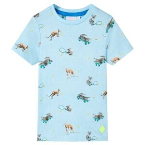 vidaXL T-shirt til b&oslash;rn str. 116 lys bl&aring;meleret