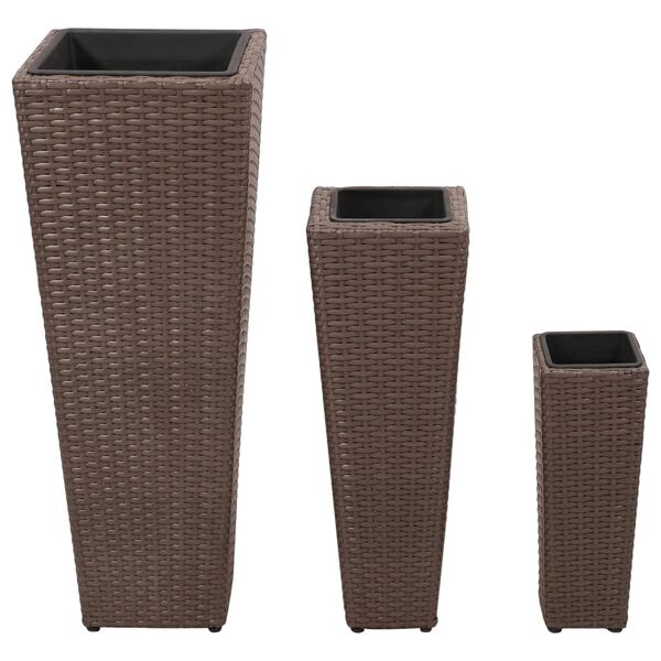 vidaXL plantekrukker 3 stk. polyrattan brun
