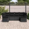 vidaXL Havesofa S&aelig;t med pude med opbevaring 6 pcs Sort Poly rattan