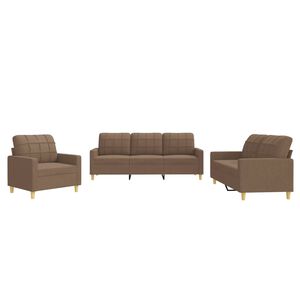vidaXL sofas&aelig;t 3 dele med hynder stof brun