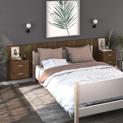 vidaXL væghængt sengebord konstrueret træ brun egetræsfarve