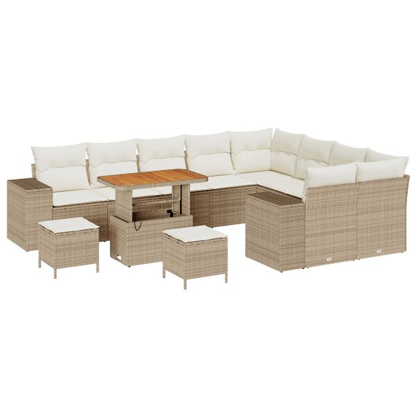 vidaXL Havesofa S&aelig;t med pude med opbevaring 12 pcs Beige og creme