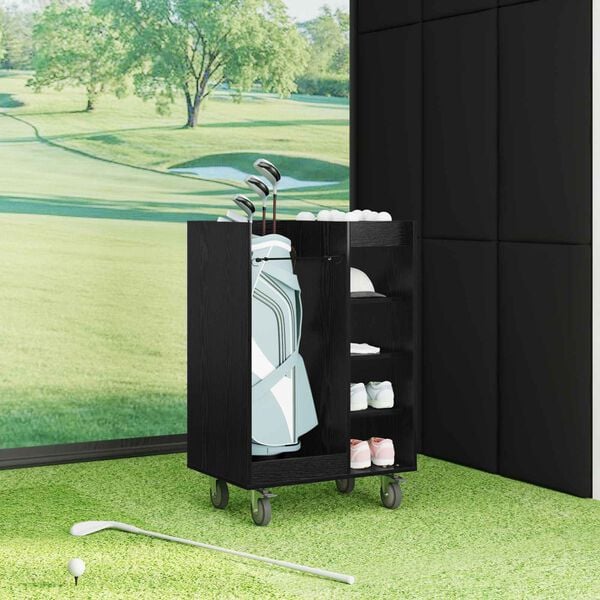 vidaXL Golf Skab med hjul Ensfarvet Sort eg 65 x 45 x 98 cm