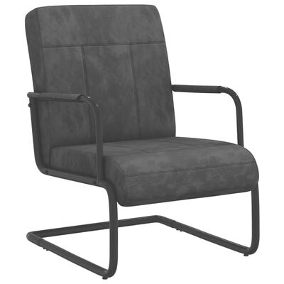 vidaXL stol med cantilever fløjl mørkegrå