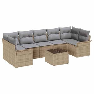 vidaXL Havesofa S&aelig;t med pude 8 pcs Beige polyrattan