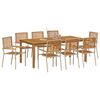 vidaXL Have Spisebordssæt 9 pcs Beige Poly rattan
