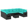 vidaXL havesofas&aelig;t med 10 hynder sort polyrattan