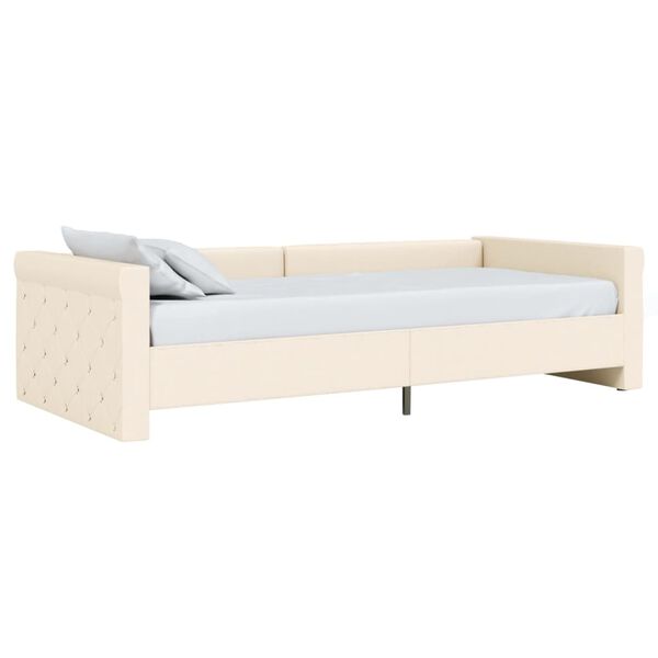 vidaXL daybed med madras og USB 90x200 cm stof cremefarvet
