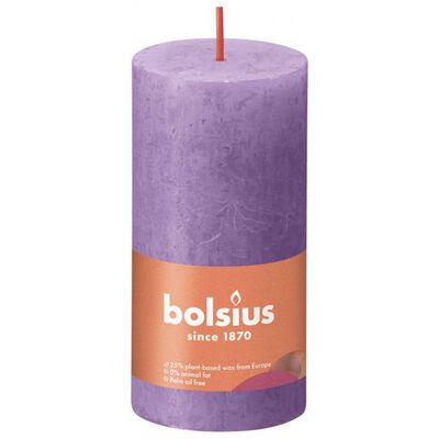 Bolsius rustikke søjlestearinlys Shine 8 stk. 100x50 mm violet