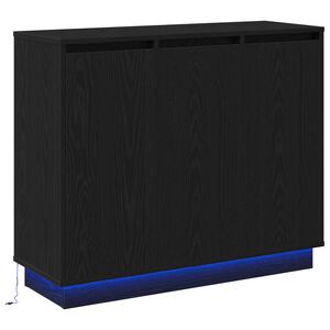 vidaXL LED Sideboard Sort eg 90 x 32 x 75 cm Konstrueret tr&aelig;