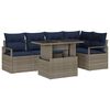 vidaXL Havesofa S&aelig;t 6 stk. 5-Antal s&aelig;der Gr&aring; og Marinebl&aring; polyrattan