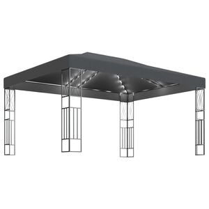 vidaXL pavillon med LED-lysk&aelig;der 3x4 m stof antracitgr&aring;