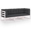 vidaXL 3-personers sofa med hynder massivt fyrretr&aelig;