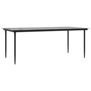 vidaXL havebord 200x100x74 cm st&aring;l og h&aelig;rdet glas sort