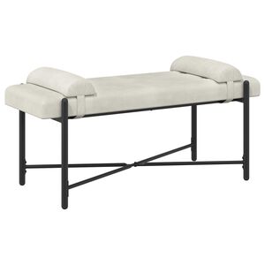 vidaXL Knappet b&aelig;nk med puder Cremefarvet 110 x 40 x 46 cm Fl&oslash;jl