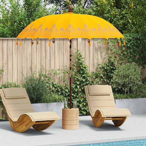 vidaXL Balinesisk Parasol Gul 215 x 215 x 260 cm