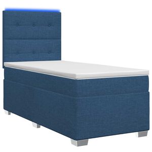 vidaXL Boxmadras med topmadras med hovedg&aelig;rde Bl&aring; 100 x 200 cm Stof