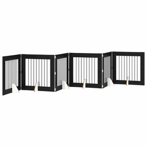 vidaXL Sammenklappelig hundegitter med stativer 6 stk. Sort eg 482 cm