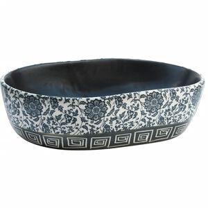 vidaXL h&aring;ndvask til bordplade 47x33x13 cm oval keramik sort og bl&aring;