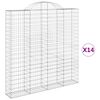 vidaXL buede gabionkurve 14 stk. 200x30x200/220 cm galvaniseret jern
