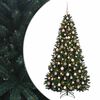 vidaXL Kunstigt m&oslash;rkegr&oslash;nt juletr&aelig; med julekugle 180 cm 300 LED'er