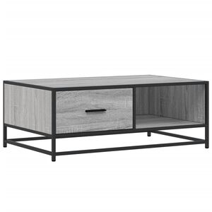 vidaXL sofabord 90x57x35 cm konstrueret tr&aelig; og metal gr&aring; sonoma-eg