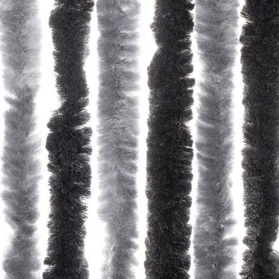 vidaXL flueforhæng 90x220 cm chenille grå og sort