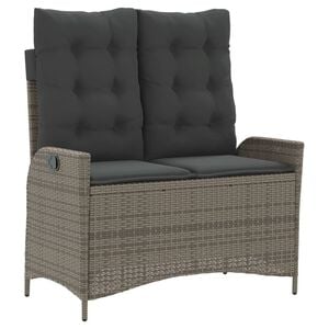 vidaXL haveb&aelig;nk med hynder og l&aelig;nefunktion polyrattan gr&aring;